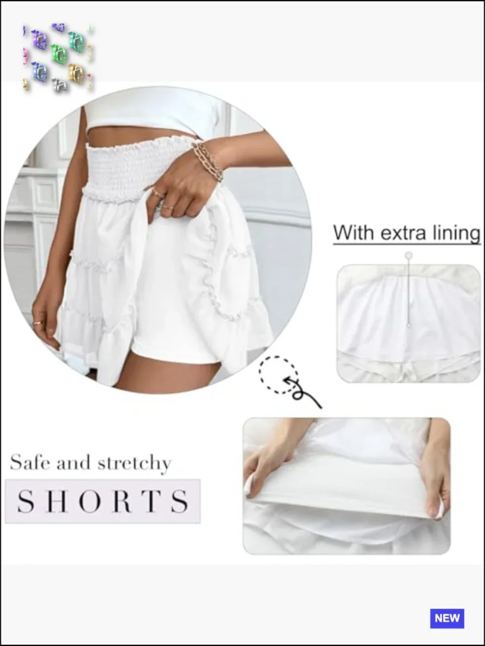 High Waist Ruffle Mini Skirt with Built-in Shorts A-Line Tennis Golf Skirt - Picture 4 of 6